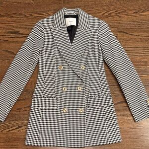 Aritzia Wilfred Houndstooth Double-Breasted Blazer